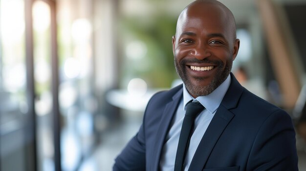 Foto retrato de um empresário negro de meia-idade no escritório