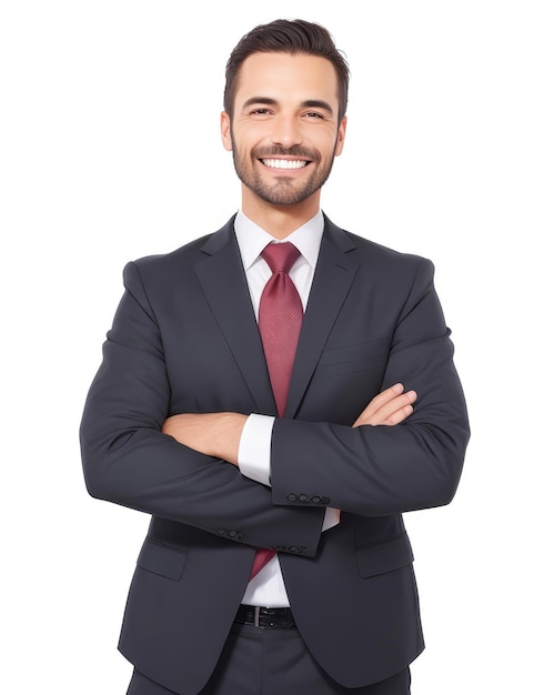 retrato de um empresário sorridente com os braços cruzados, isolados em um fundo branco