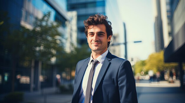 Retrato de um empresário sorridente na cidade