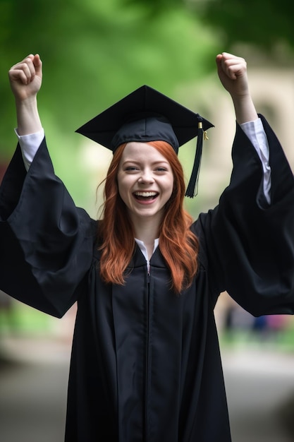 Retrato de um estudante feliz comemorando a formatura criado com IA generativa