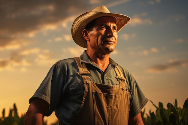 retrato de um fazendeiro latino-hispânico na fazenda