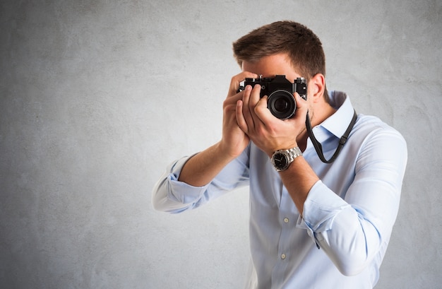 Retrato, de, um, fotógrafo, no trabalho