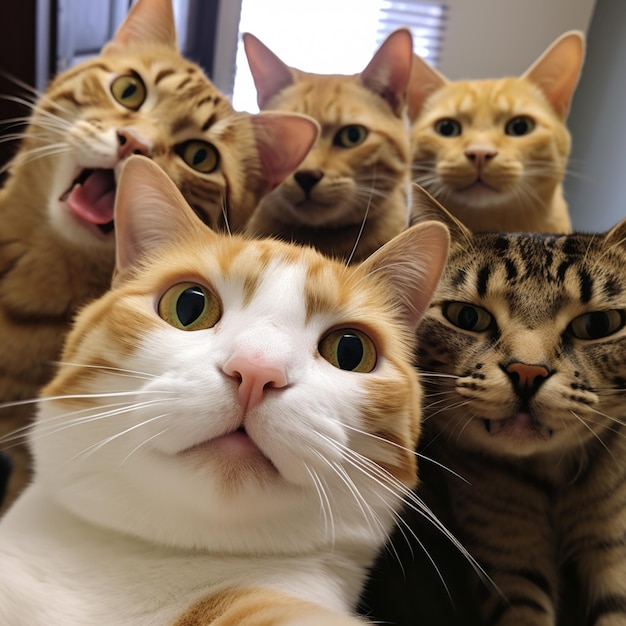 Foto retrato de um gato adorável a tirar uma selfie