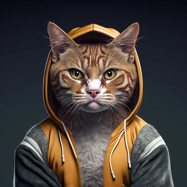 Retrato de um gato atleta fitness vestindo roupas esportivas por Generative AI