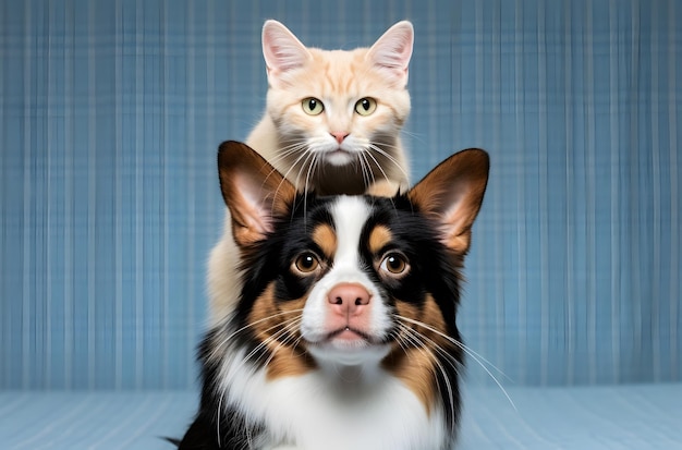 Foto retrato de um gato bonito no cão de estimação adorável conceito de feliz dia nacional dos animais de estimação