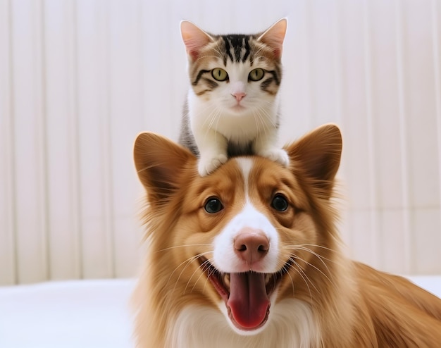 Retrato de um gato bonito no cão de estimação adorável Conceito de feliz dia nacional dos animais de estimação