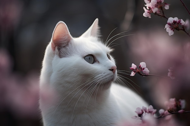 Retrato de um gato branco