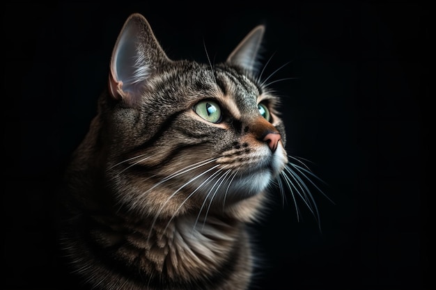 Retrato de um gato isolado no fundo preto
