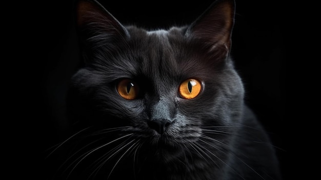 Retrato De Um Gato Preto Com Um Pescoço Branco Olhando Para O Jogo a  Distância Foto de Stock - Imagem de distância, cauda: 221727350