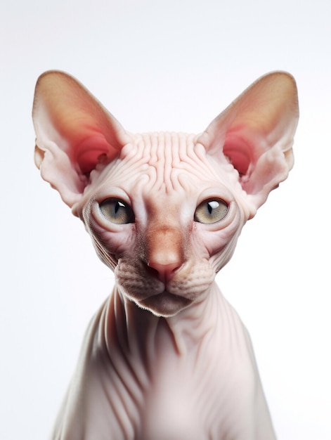 Retrato de um gato sphynx em um fundo branco