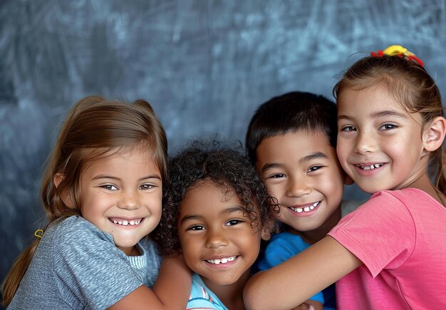 Foto retrato de um grupo de crianças posando para uma foto