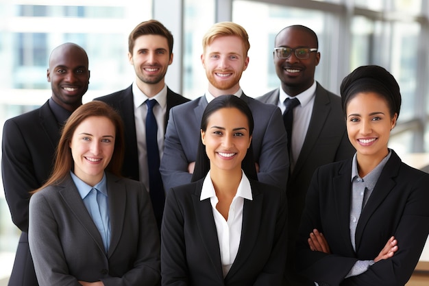 Retrato de um grupo de empresários em fila