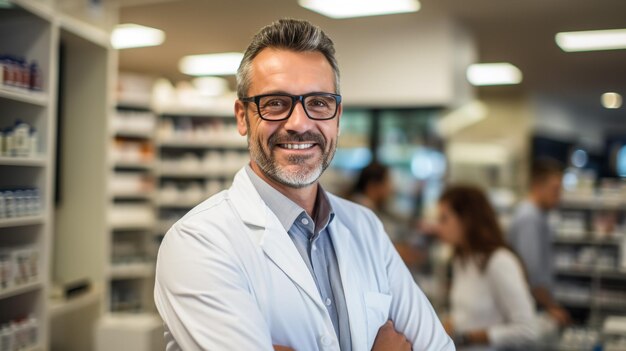 Foto retrato de um grupo de médicos e enfermeiros felizes em um hospital