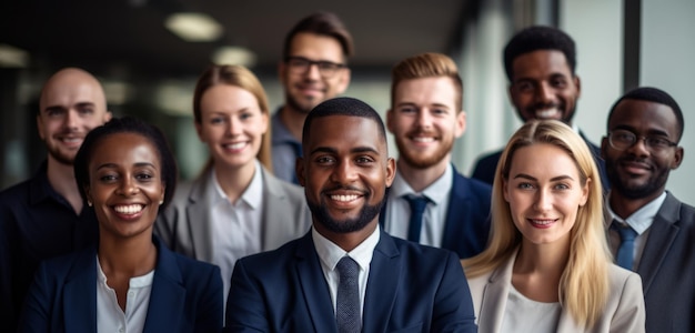 Retrato de um grupo de profissionais de negócios sorrindo trabalho em equipe e colegas