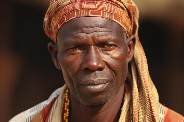 Retrato de um homem africano idoso usando um lenço