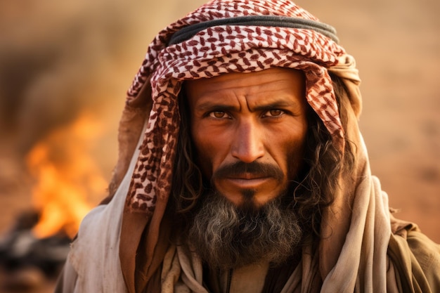 retrato de um homem árabe no deserto