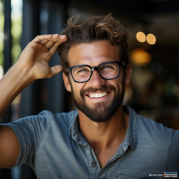 Retrato de um homem barbudo sorrindo