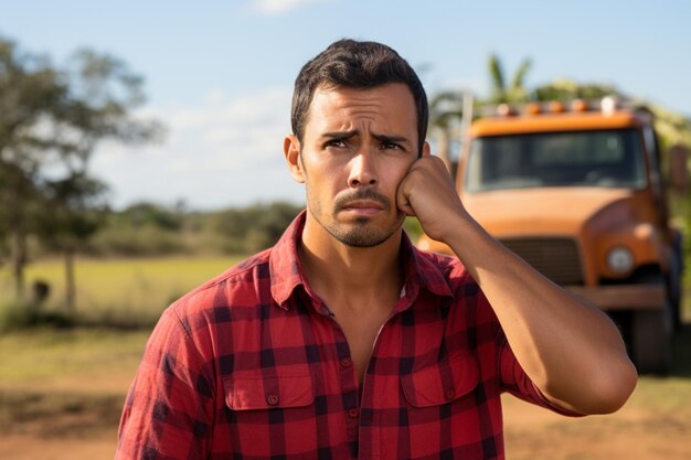 retrato de um homem bonito em pânico não sabe o que fazer balançando a cabeça