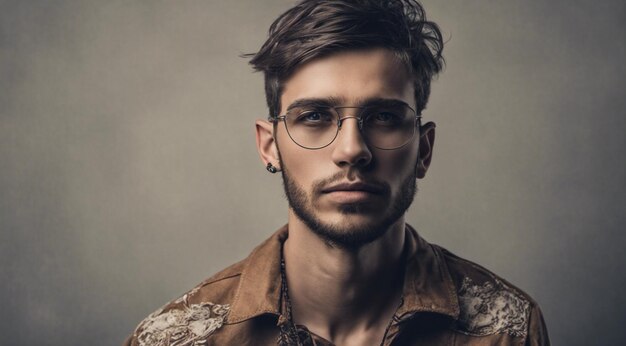 Foto retrato de um homem bonito retrato de um menino de moda pessoa bonita jovem rosto homem de moda