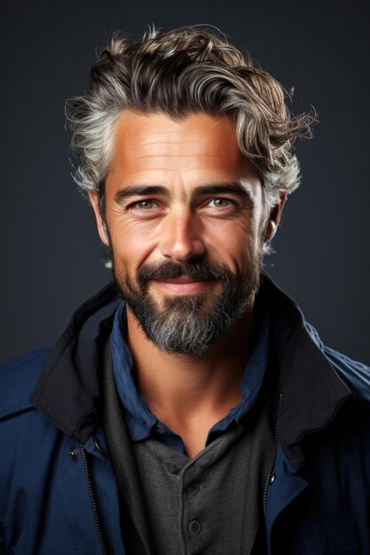 Foto retrato de um homem bonito sorridente com barba