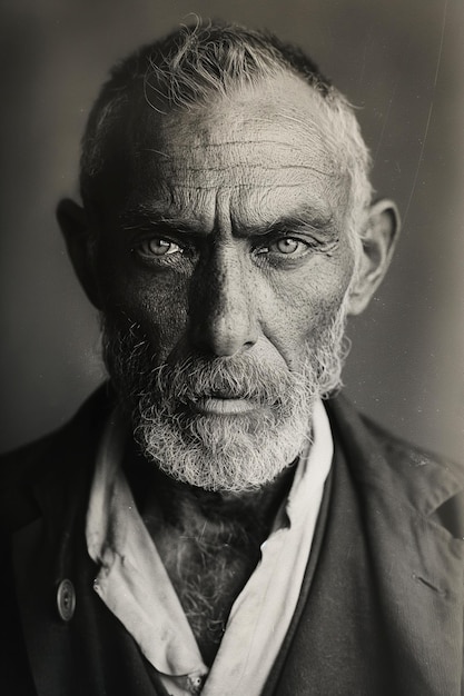 retrato de um homem branco barbudo idoso proprietário de terras velha vintage retro scan foto de filme preto e branco