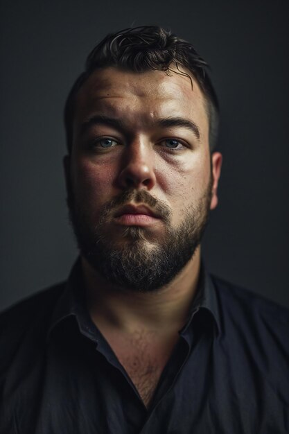 Foto retrato de um homem com barba em um fundo escuro