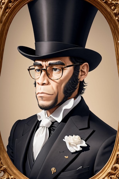 Retrato de um homem com óculos, chapéu e terno