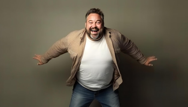 Retrato de um homem de meia idade caucasiano feliz e confiante com fundo de espaço de cópia