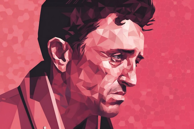 Retrato de um homem em estilo low poly