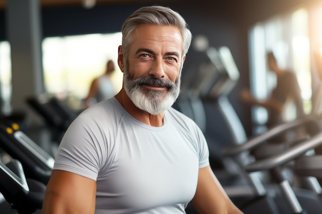 retrato de um homem musculoso sorridente no ginásio enquanto olha para a câmera Estilo de vida saudável