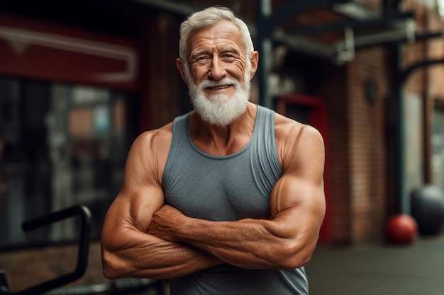 retrato de um homem musculoso sorridente no ginásio enquanto olha para a câmera Estilo de vida saudável