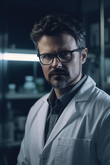 Retrato de um homem trabalhando no laboratório