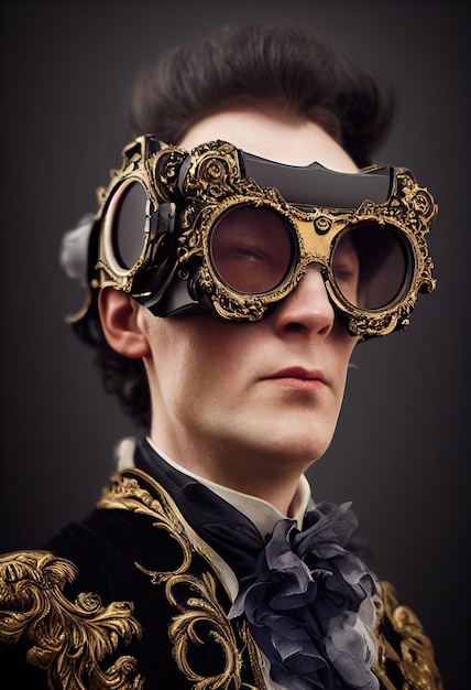 Retrato de um homem vitoriano usando óculos virtuais