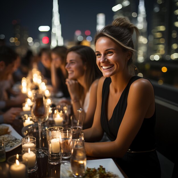 Foto retrato de um jantar super luxuoso em um restaurante estatal de dubai