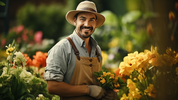 Retrato de um jardineiro florista generativo AI