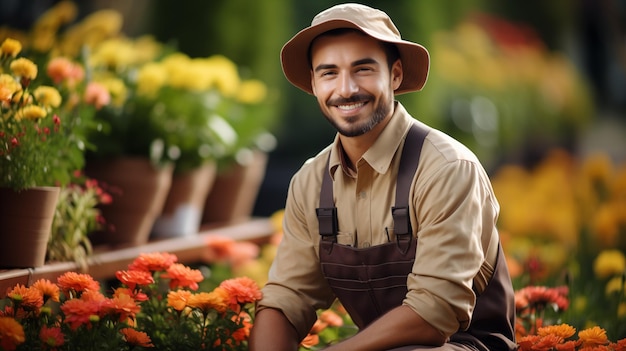 Retrato de um jardineiro florista generativo AI