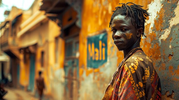 Retrato de um jovem africano com dreadlocks na rua do Mali