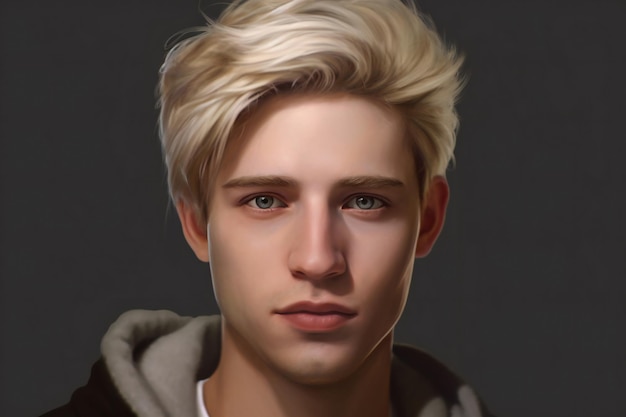 Retrato de um jovem bonito com cabelos loiros e olhos azuis