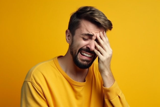 Retrato de um jovem com dor de cabeça