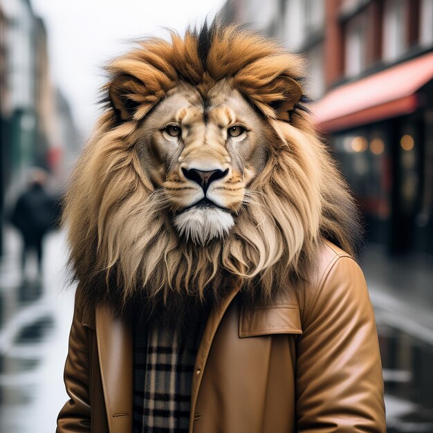 retrato de um jovem com um leão