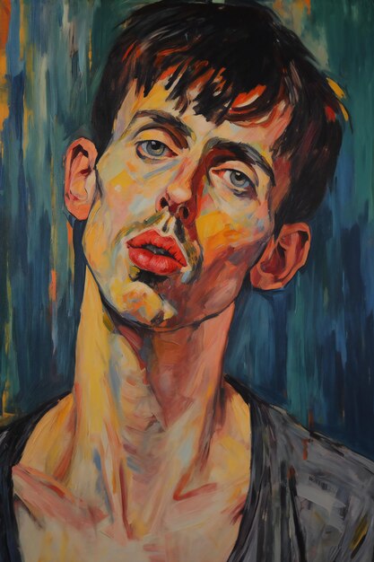 Retrato de um jovem com um rosto pintado pintura a óleo