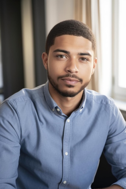 Foto retrato de um jovem confiante trabalhando como assistente social criado com ia generativa