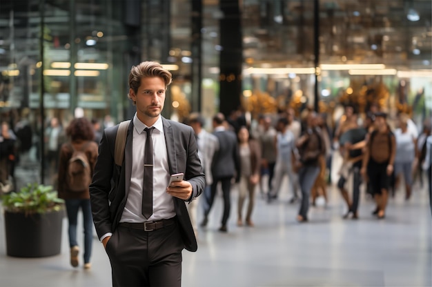 Retrato de um jovem empresário em uma rua Imagem gerada por IA