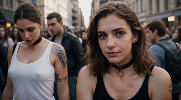 Retrato de um jovem estudante cansado sozinho no centro da cidade e olhando para a câmera