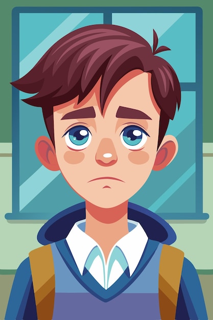 Retrato de um jovem estudante triste sendo intimidado na escola