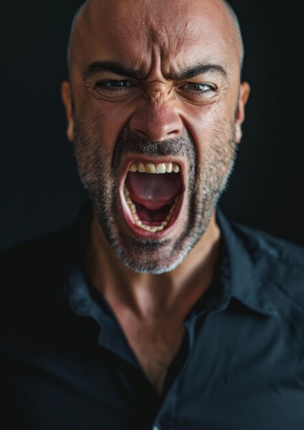 Foto retrato de um jovem gritando
