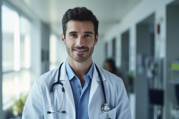 Retrato de um jovem médico no hospital