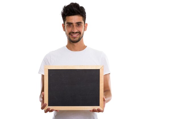 Retrato de um jovem persa barbudo segurando uma lousa