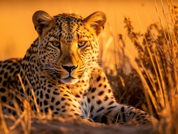 retrato de um leopardo na savana