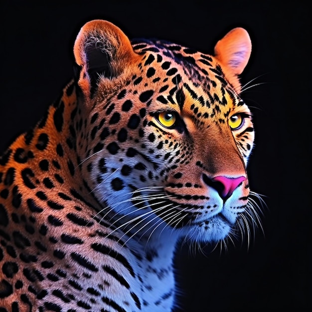 Retrato de um leopardo Panthera pardus em fundo preto